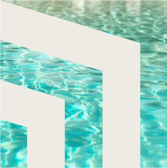 lines of Motif apartments logo filled with photo of pool water