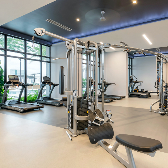 Fitness center featuring fitness equipment